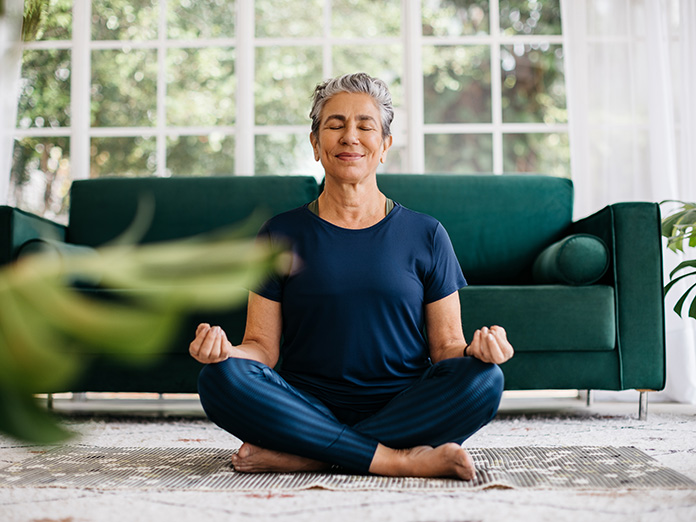 Woman on the floor doing yoga